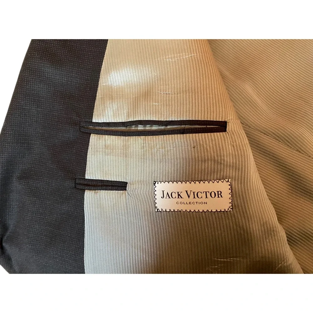 Jack Victor Super 110s Wool Blazer 48L Men's Suit Jacket Brown Two Button